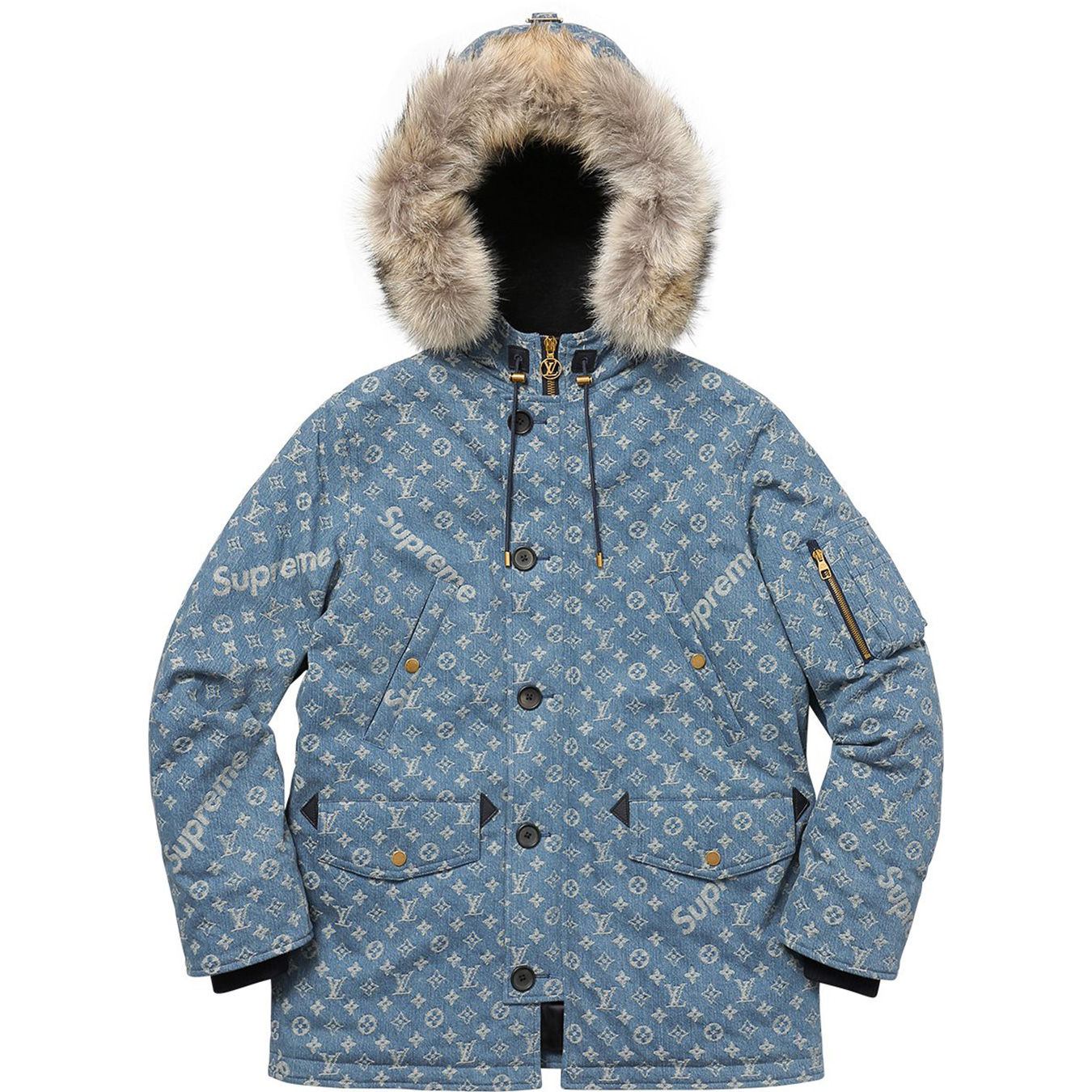 Louis Vuitton/Supreme Jacquard Denim N-3B Parka